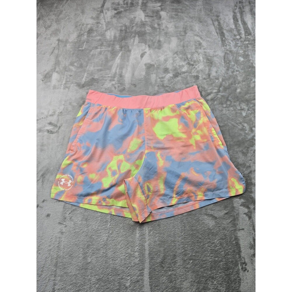 Under Armour Iso-Chill Womens Shorts XL Run Tie Dye Multi Color Lined Athletic